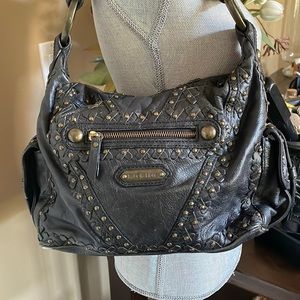 Isabella Fiore boho studded large leather hobo bag